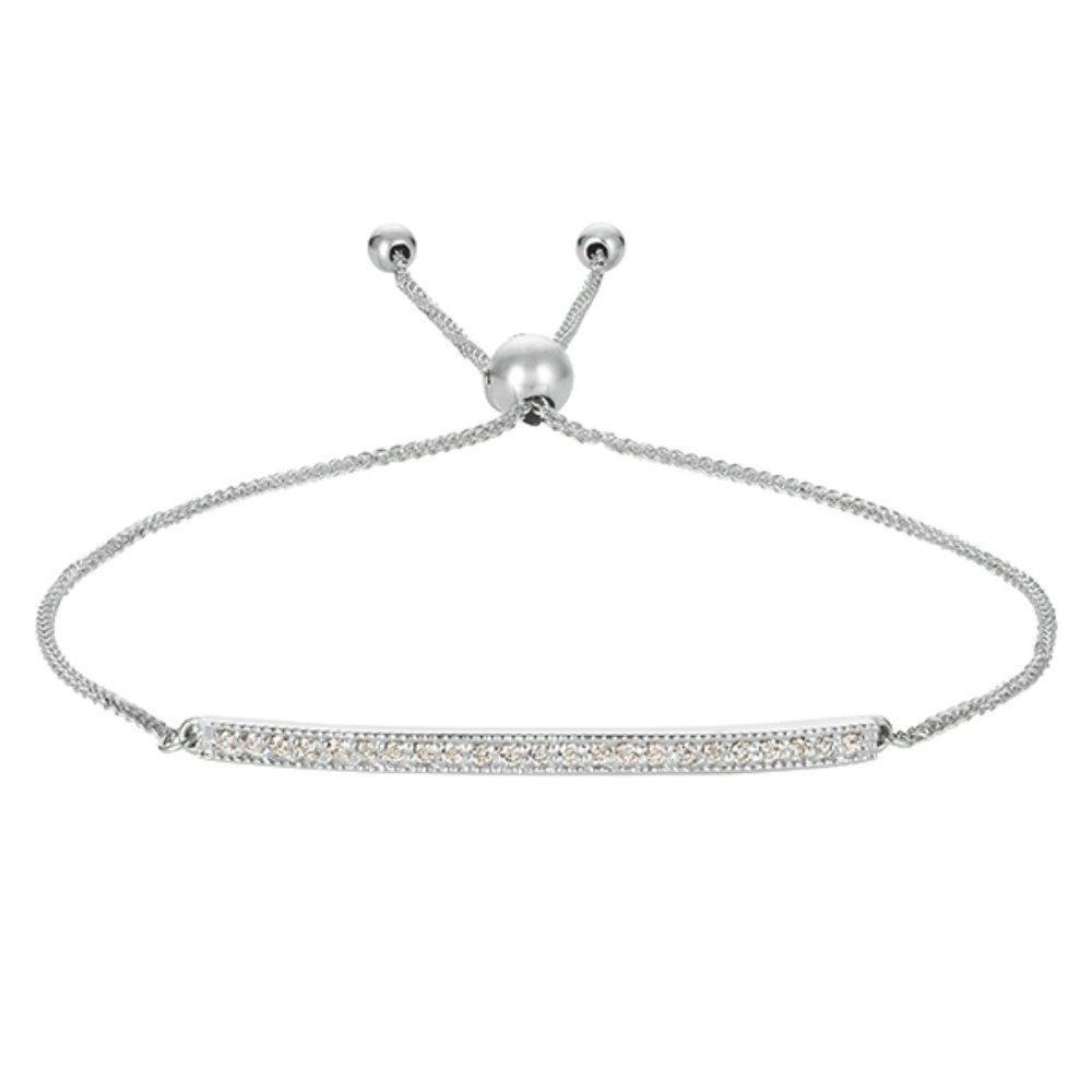 0.20 Carat Natural Diamond Bolo Bar Bracelet 14K